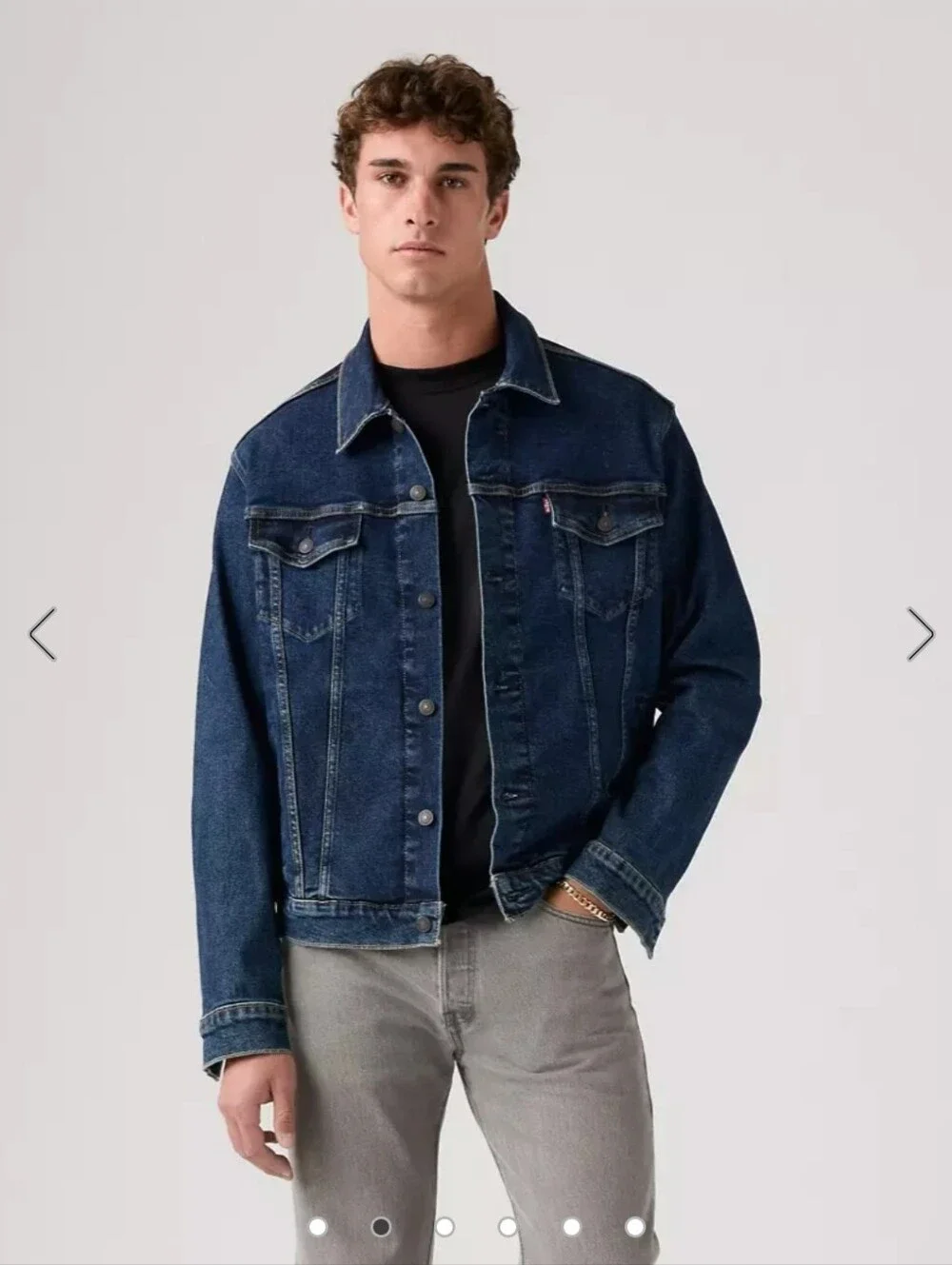 Levi's Men's Dark Blue Denim Trucker Jacket - Classic Trucker Style
